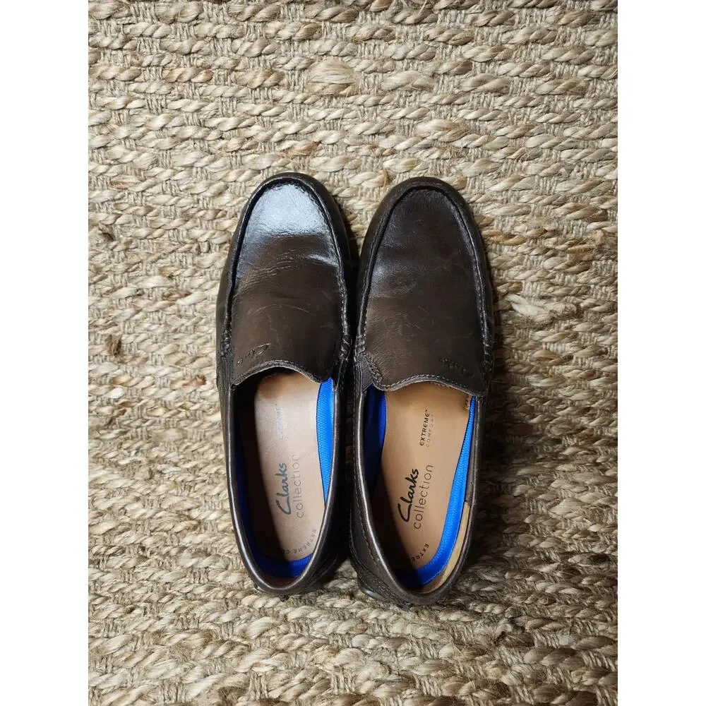 Clarks Driving Loafers Markman Plain in Dark Brown Leather Dress Shoes Size 8